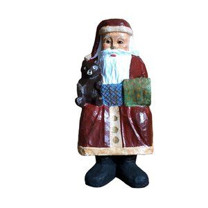 Paper Mache Shelf Sitter Santa Father Christmas Farmhouse Decoration Holiday Lar